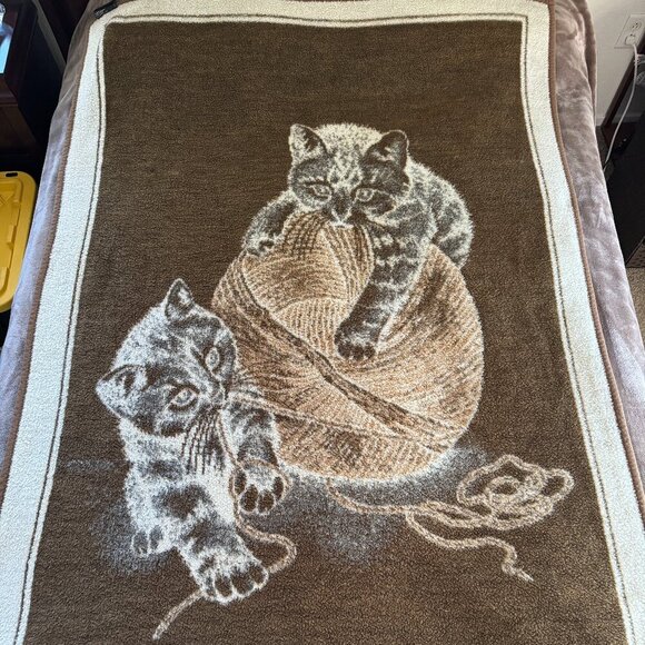 Throw Blanket Vintage Ibena Blanket Vintage Cannon Ibena Kittens